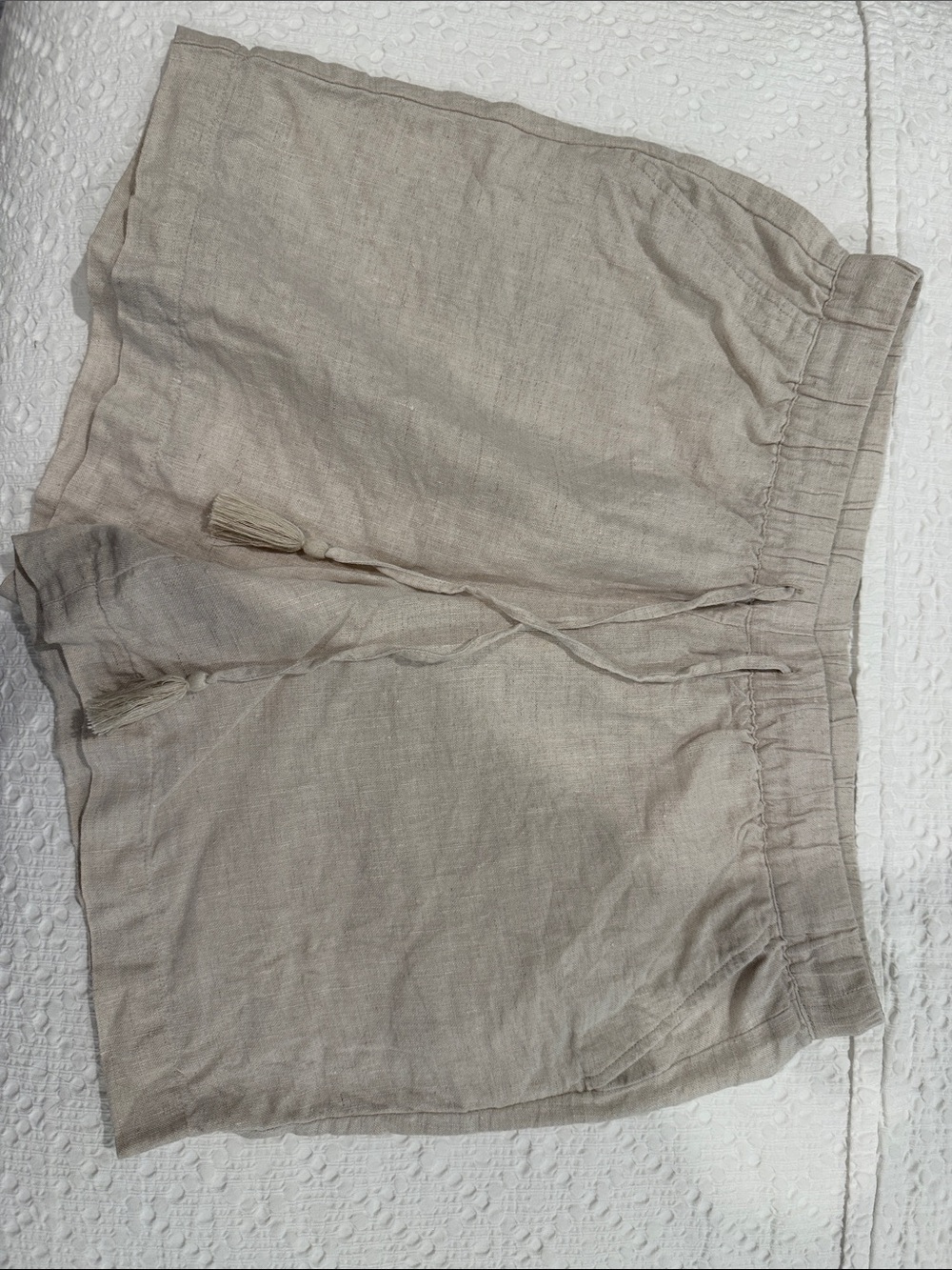 Talbots Linen Blend Drawstring Shorts in Light Beige